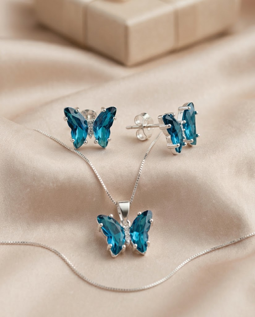 Set Mariposas Zafiro en plata 925 — MARDAN JOYAS